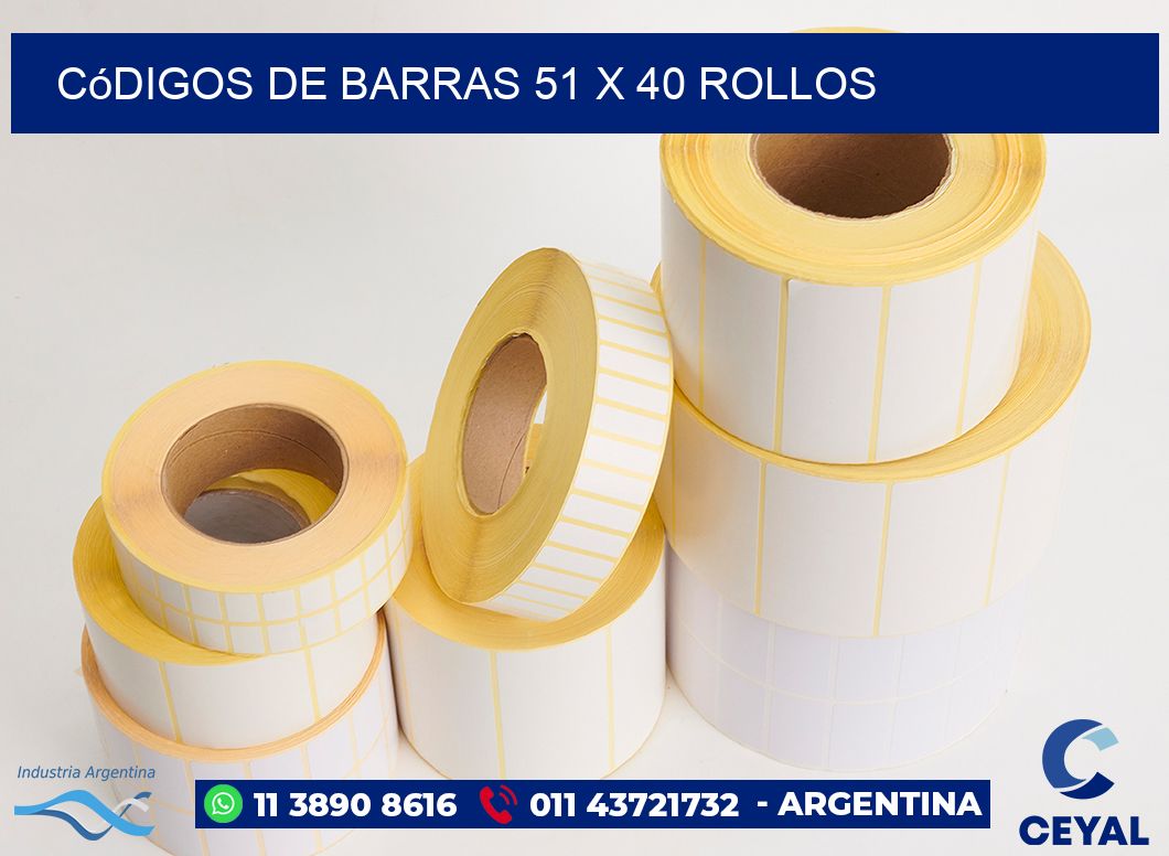 Códigos de Barras 51 x 40 ROLLOS