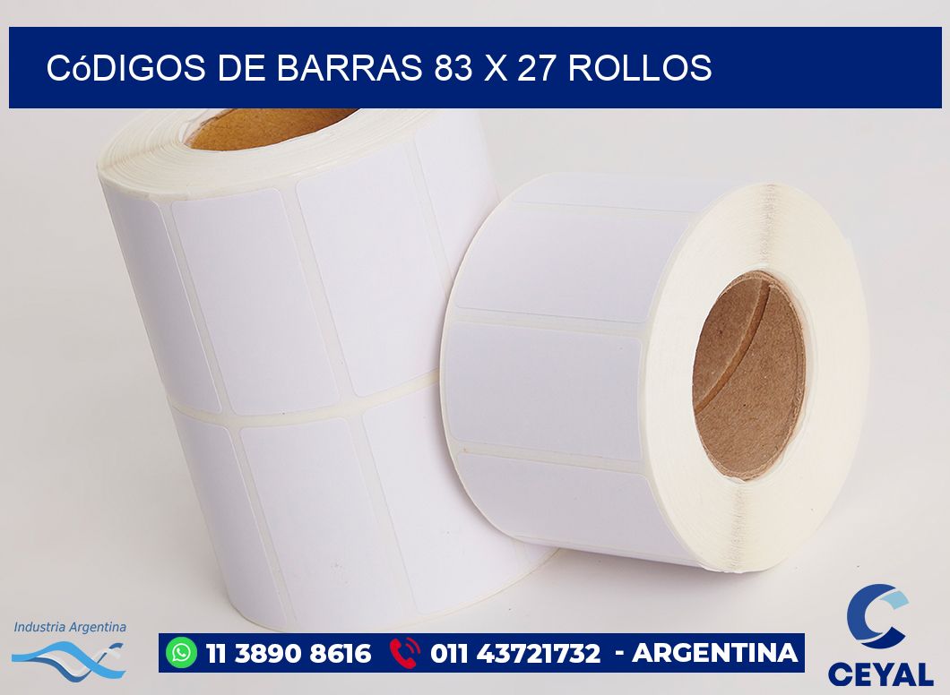 Códigos de Barras 83 x 27 ROLLOS