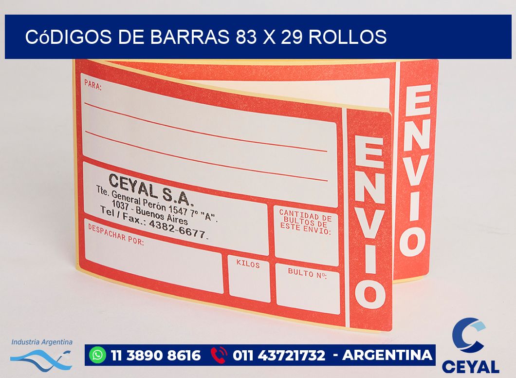 Códigos de Barras 83 x 29 ROLLOS