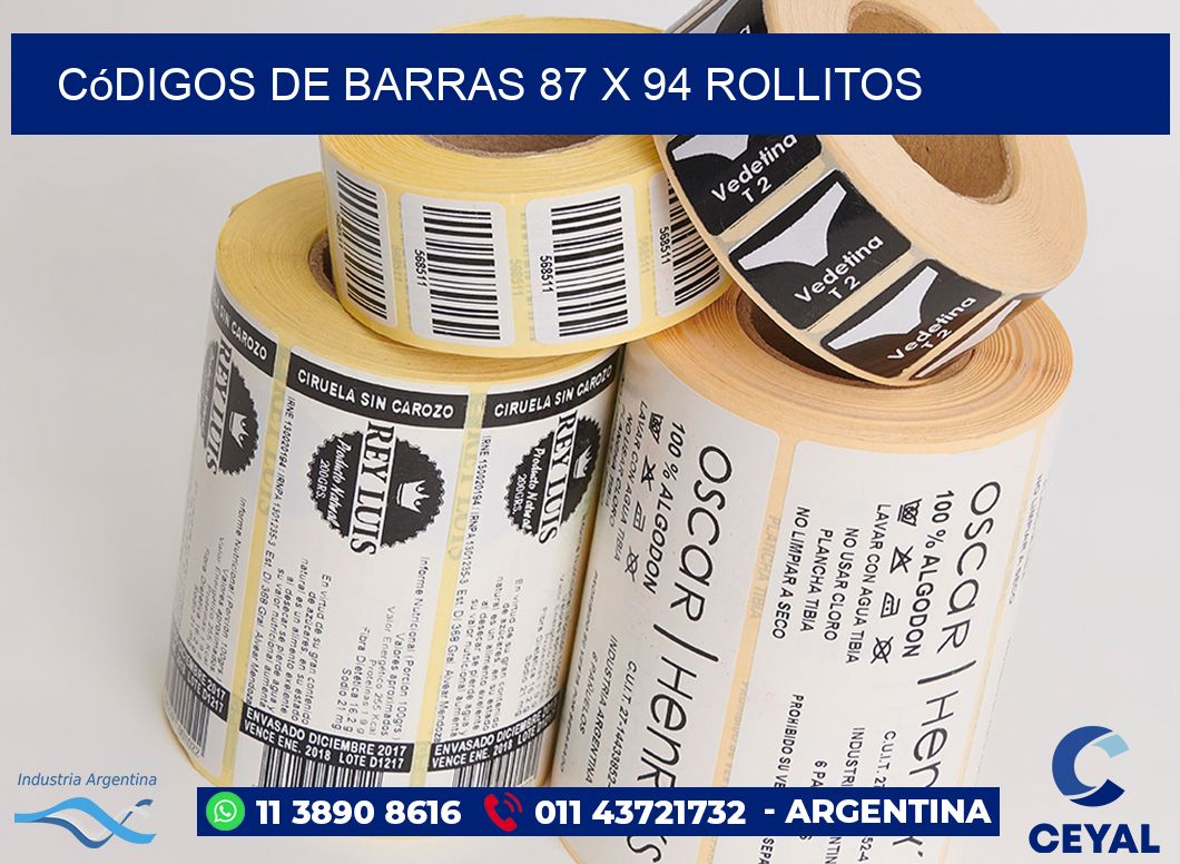 Códigos de Barras 87 x 94 rollitos