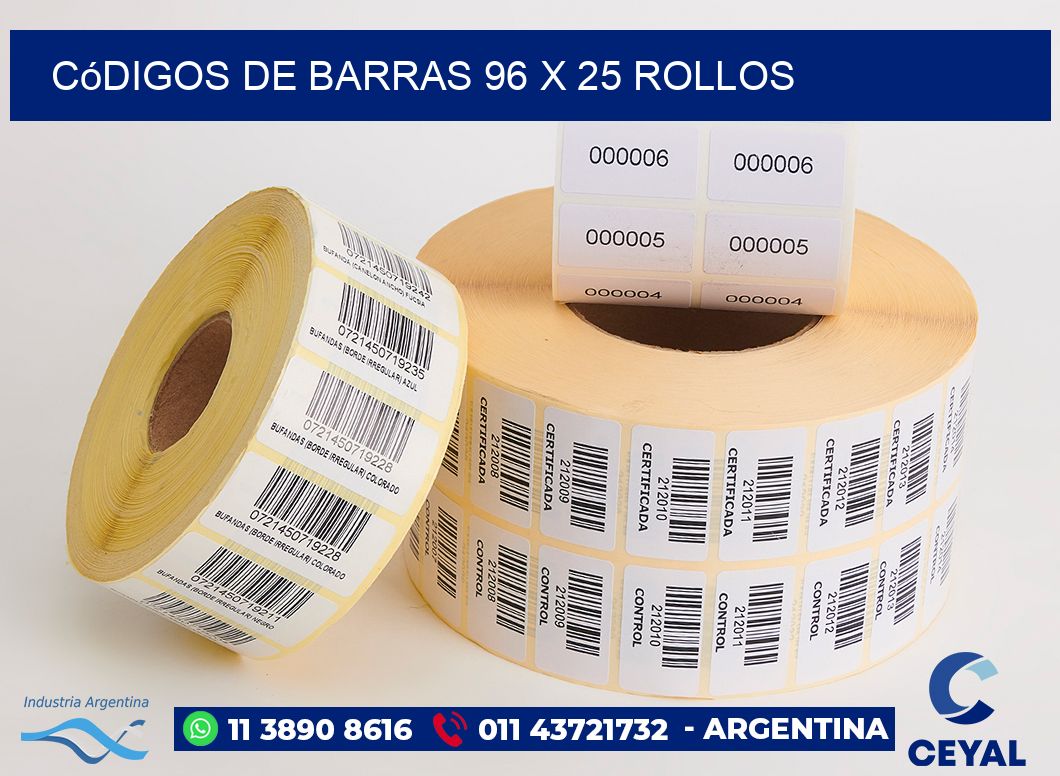 Códigos de Barras 96 x 25 ROLLOS