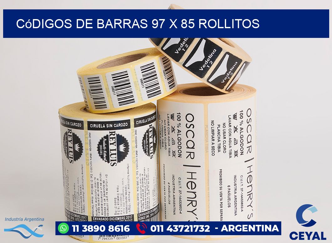 Códigos de Barras 97 x 85 rollitos