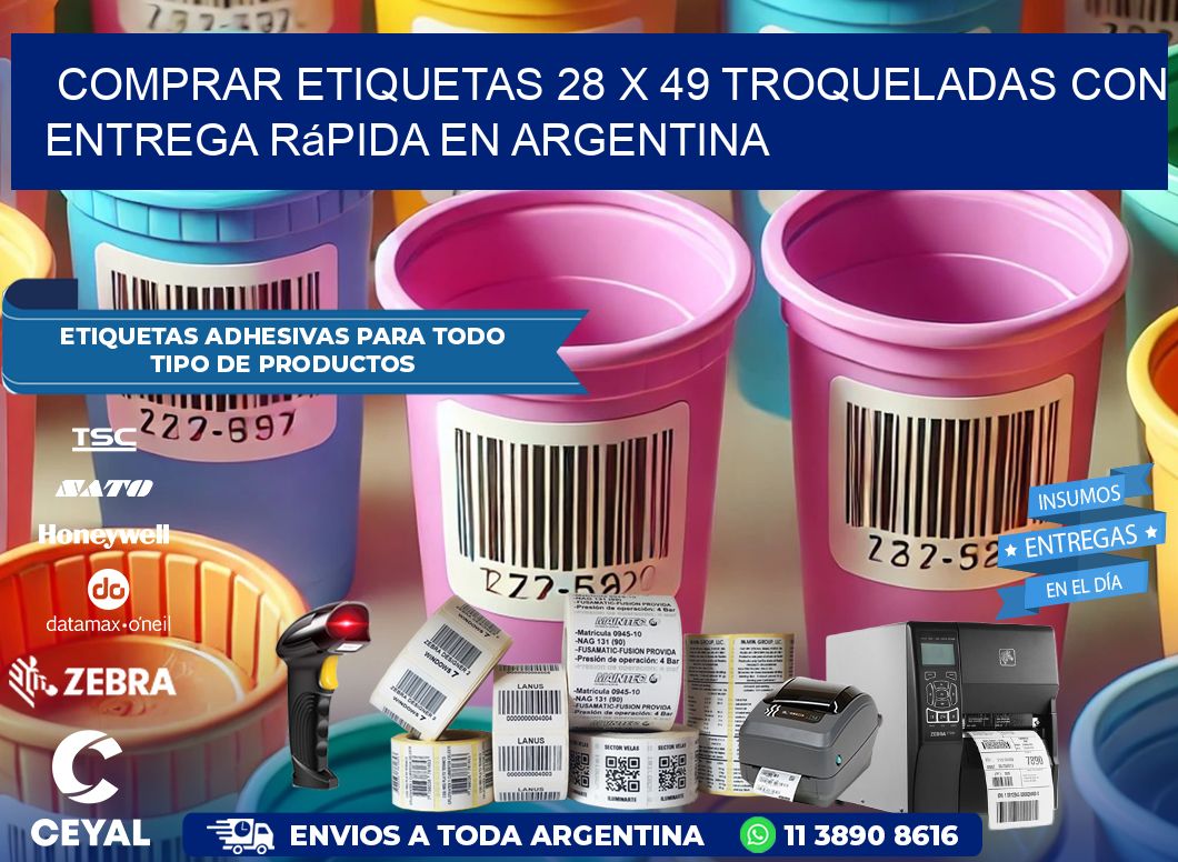 Comprar etiquetas 28 x 49 troqueladas con entrega rápida en Argentina