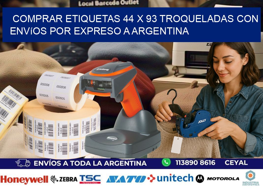 Comprar etiquetas 44 x 93 troqueladas con envíos por expreso a Argentina