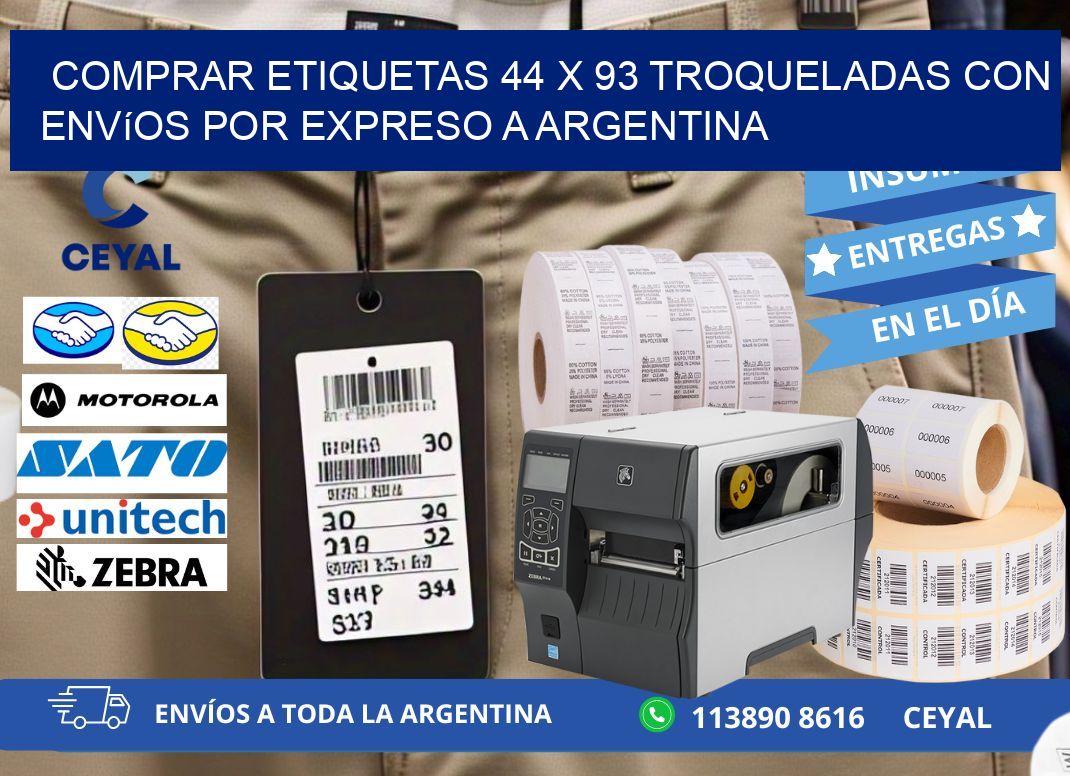 Comprar etiquetas 44 x 93 troqueladas con envíos por expreso a Argentina