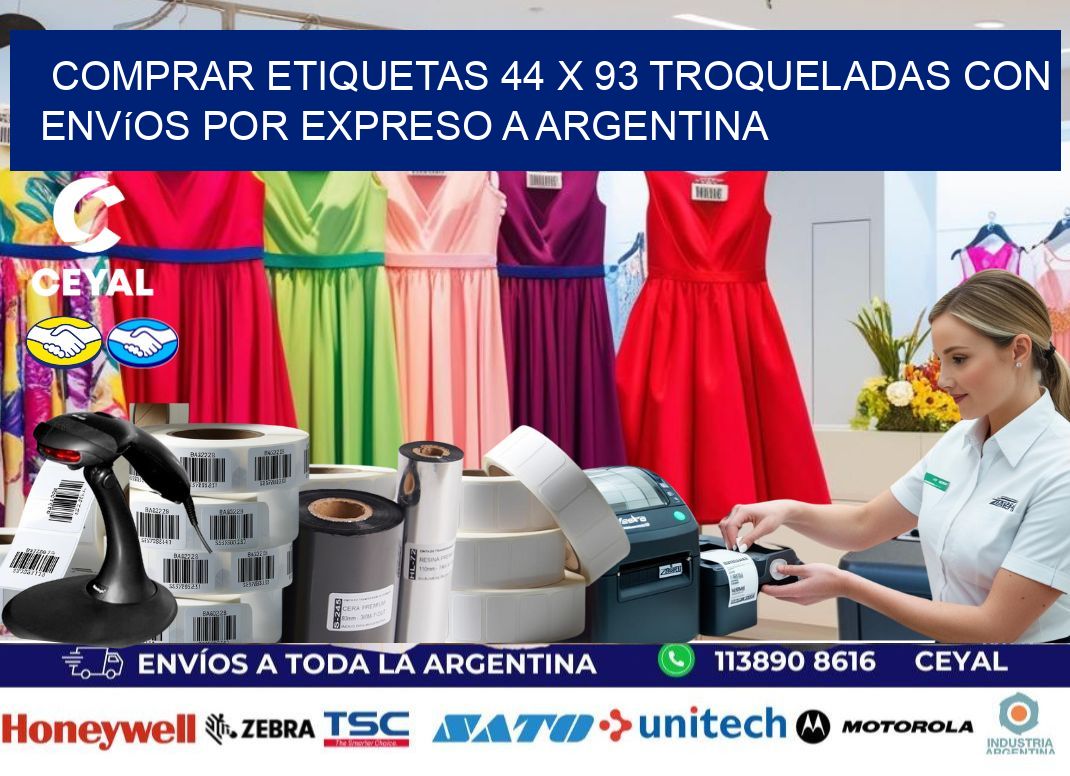 Comprar etiquetas 44 x 93 troqueladas con envíos por expreso a Argentina