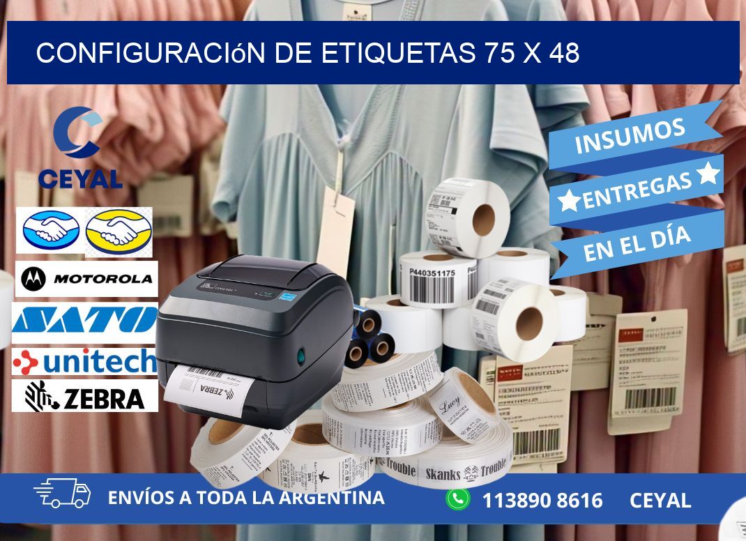 Configuración de etiquetas 75 x 48