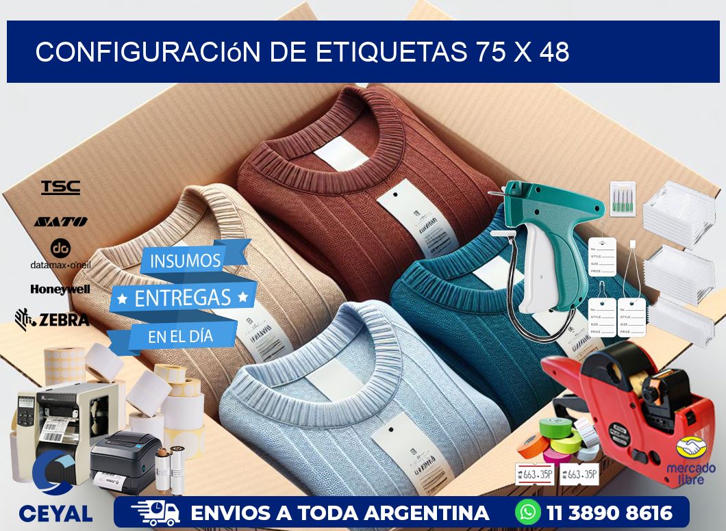 Configuración de etiquetas 75 x 48