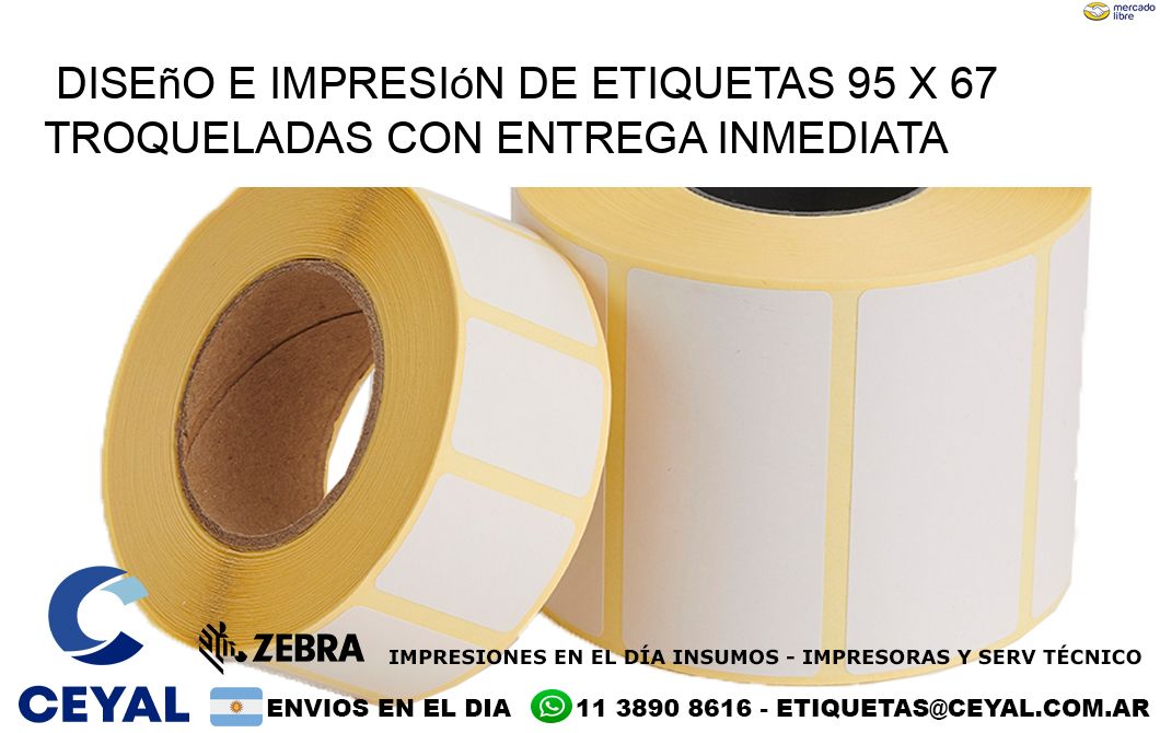 Diseño e impresión de etiquetas 95 x 67 troqueladas con entrega inmediata