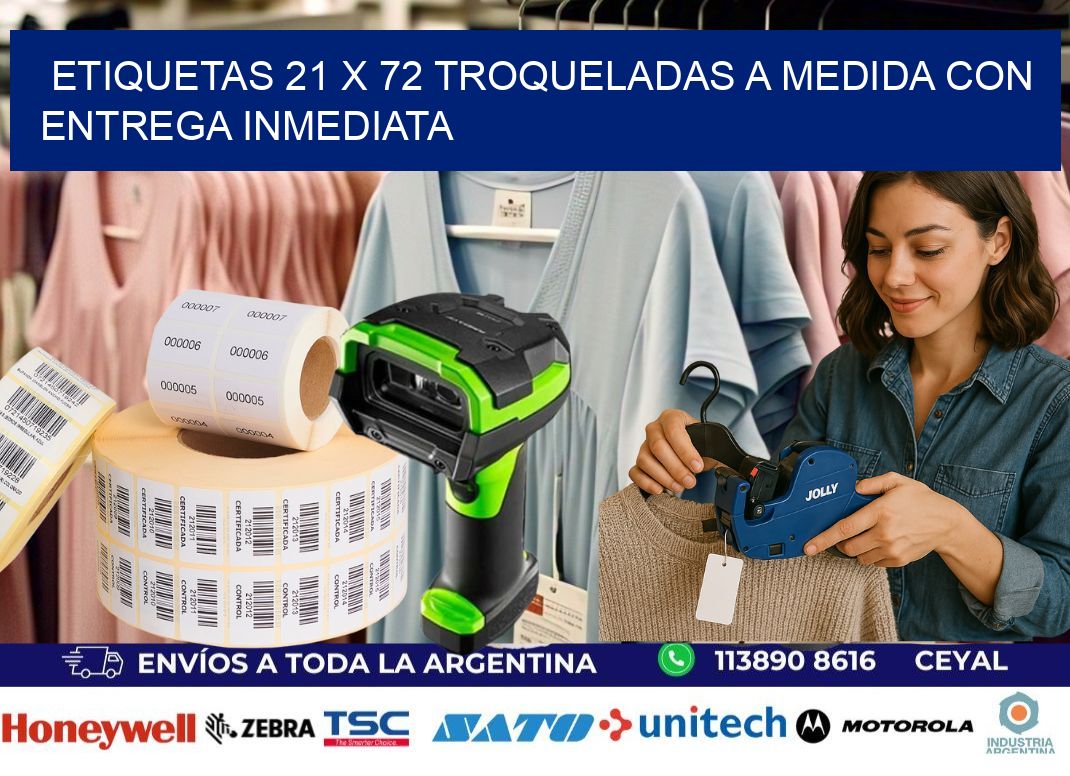 Etiquetas 21 x 72 troqueladas a medida con entrega inmediata