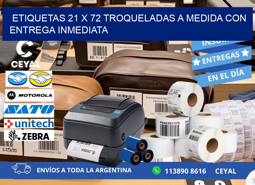 Etiquetas 21 x 72 troqueladas a medida con entrega inmediata