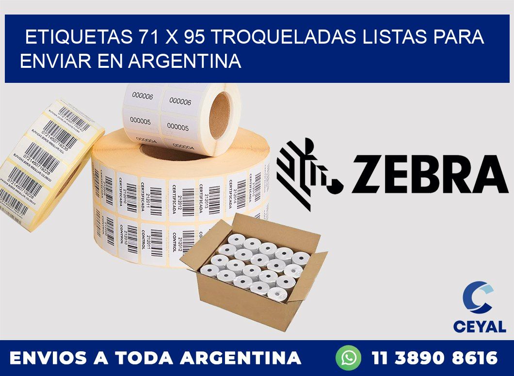Etiquetas 71 x 95 troqueladas listas para enviar en Argentina