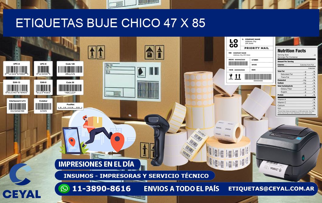 Etiquetas buje chico 47 x 85