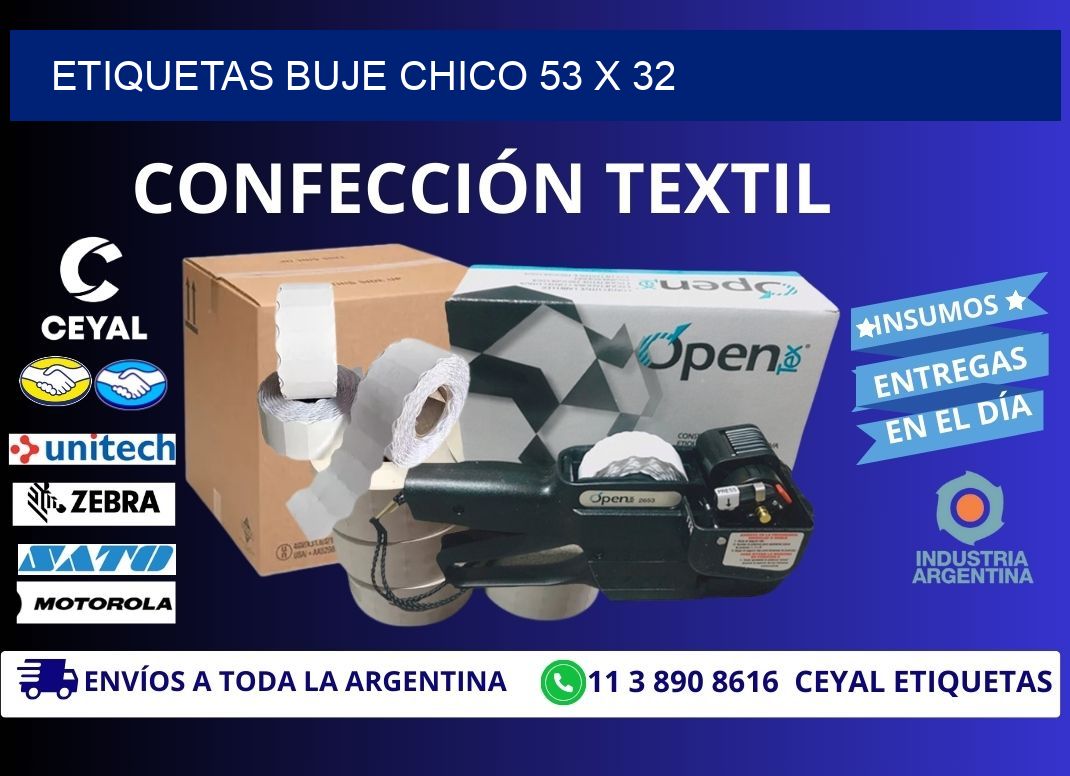 Etiquetas buje chico 53 x 32