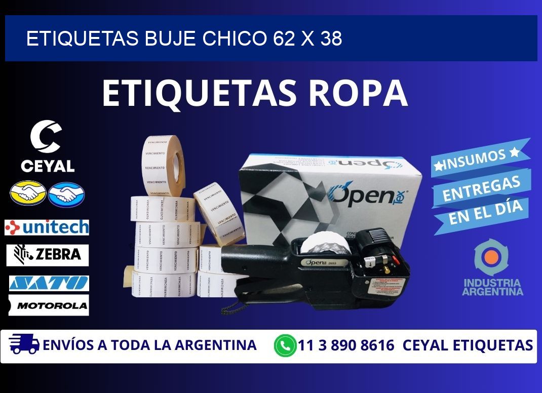 Etiquetas buje chico 62 x 38