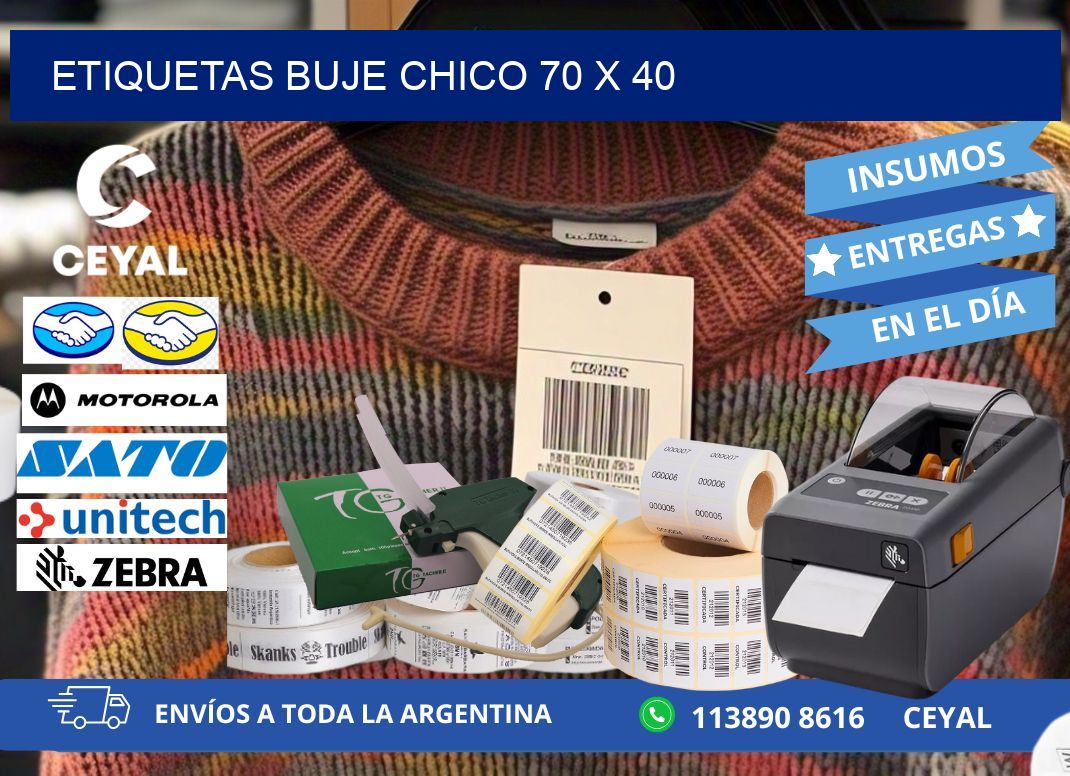 Etiquetas buje chico 70 x 40