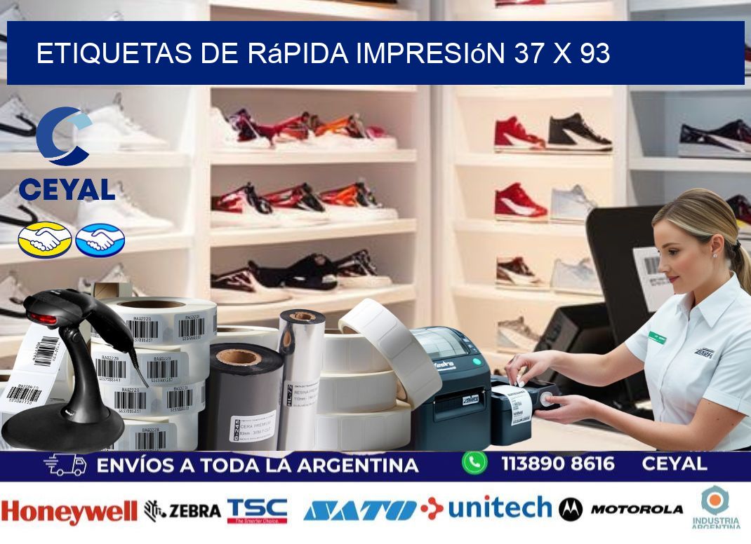 Etiquetas de rápida impresión 37 x 93