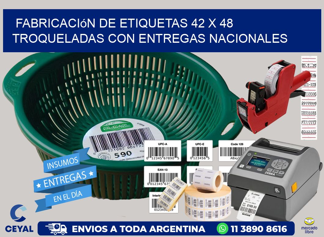 Fabricación de etiquetas 42 x 48 troqueladas con entregas nacionales
