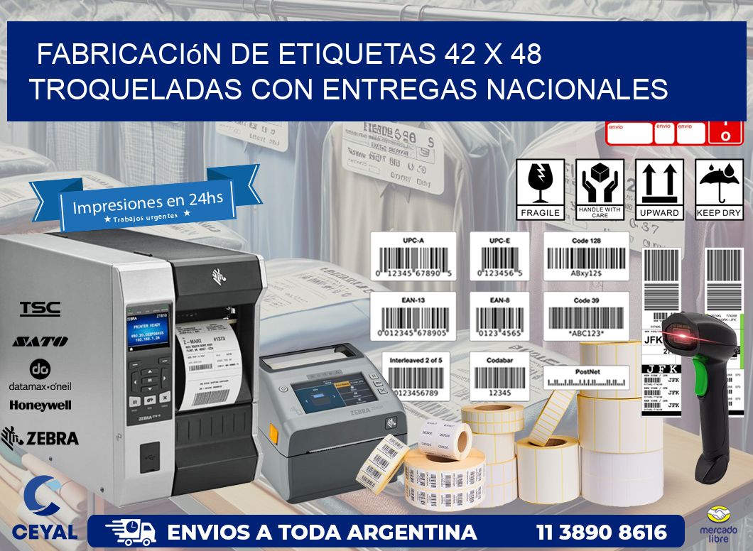 Fabricación de etiquetas 42 x 48 troqueladas con entregas nacionales
