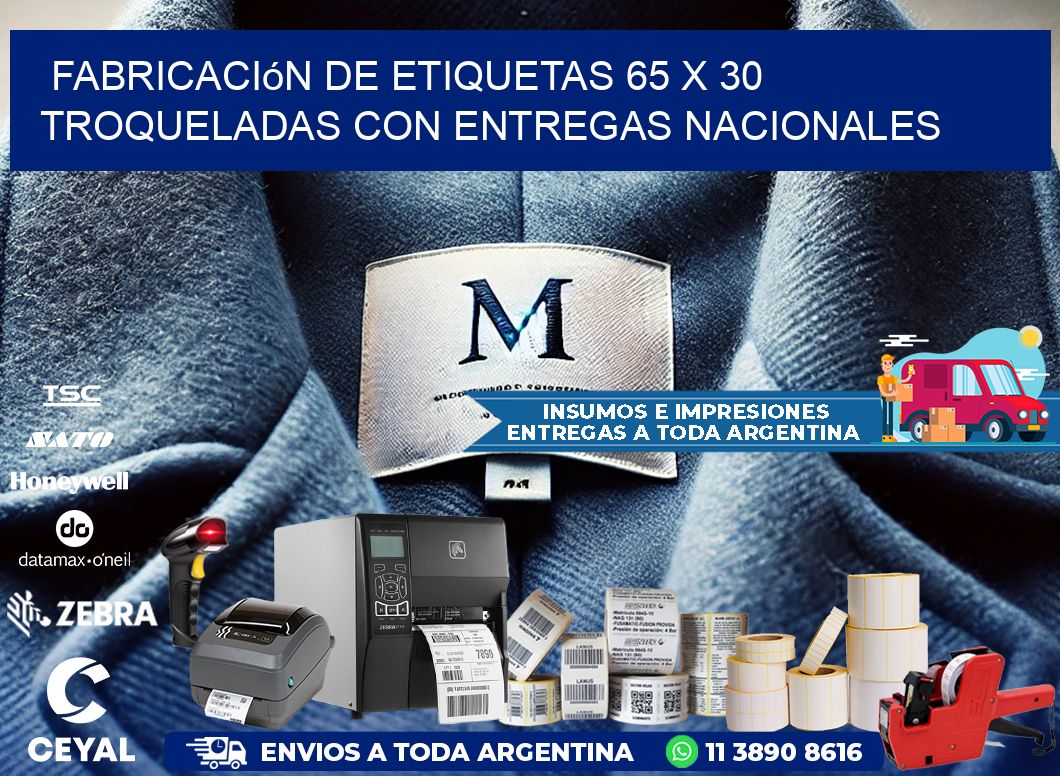 Fabricación de etiquetas 65 x 30 troqueladas con entregas nacionales
