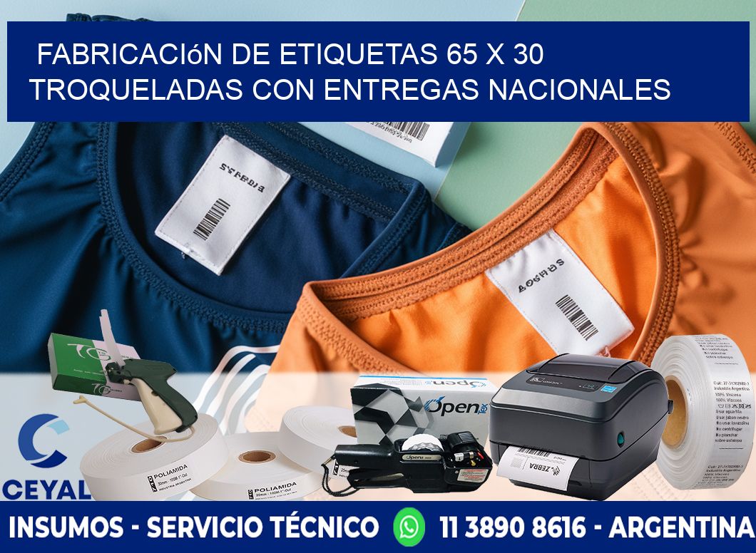 Fabricación de etiquetas 65 x 30 troqueladas con entregas nacionales