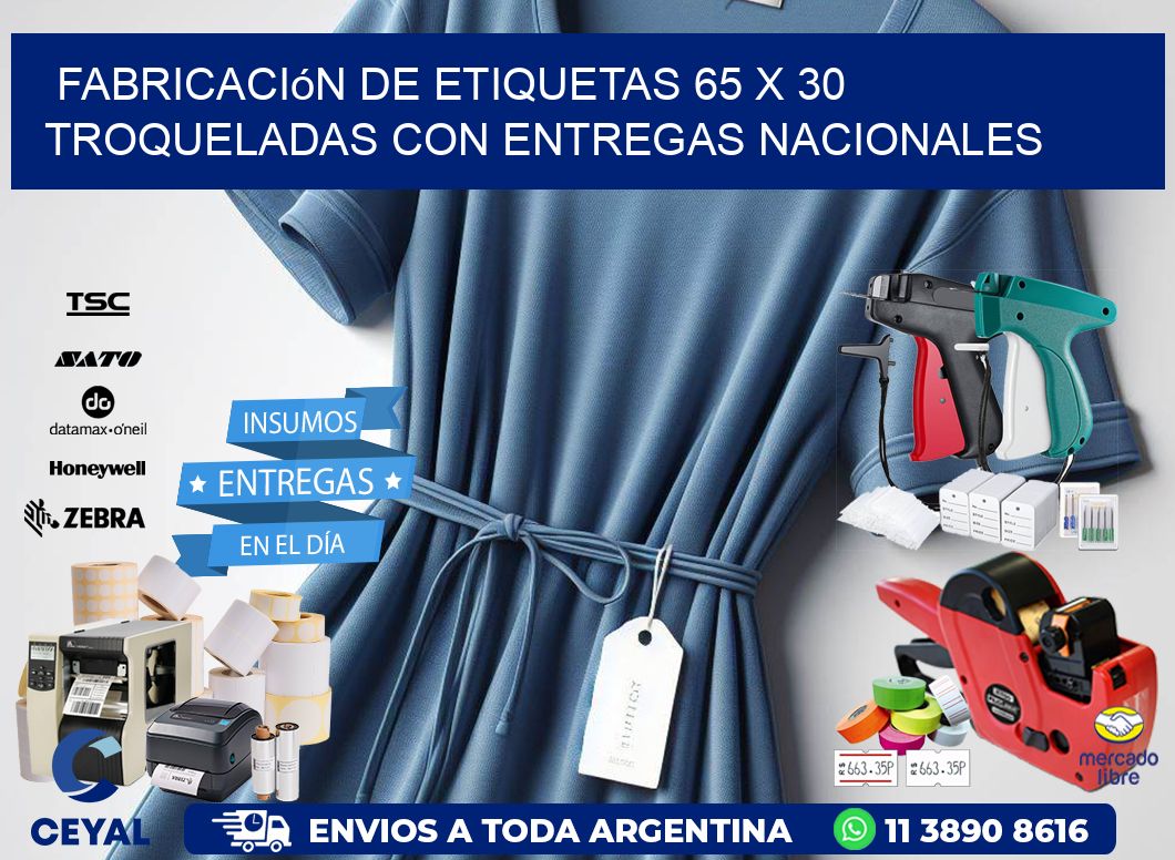 Fabricación de etiquetas 65 x 30 troqueladas con entregas nacionales