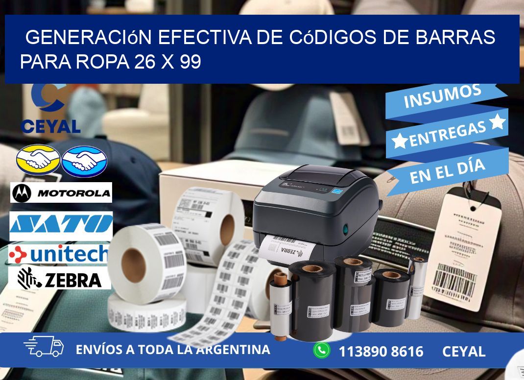 Generación Efectiva de Códigos de Barras para Ropa 26 x 99