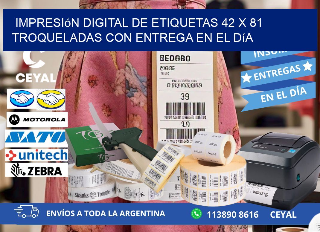 Impresión digital de etiquetas 42 x 81 troqueladas con entrega en el día
