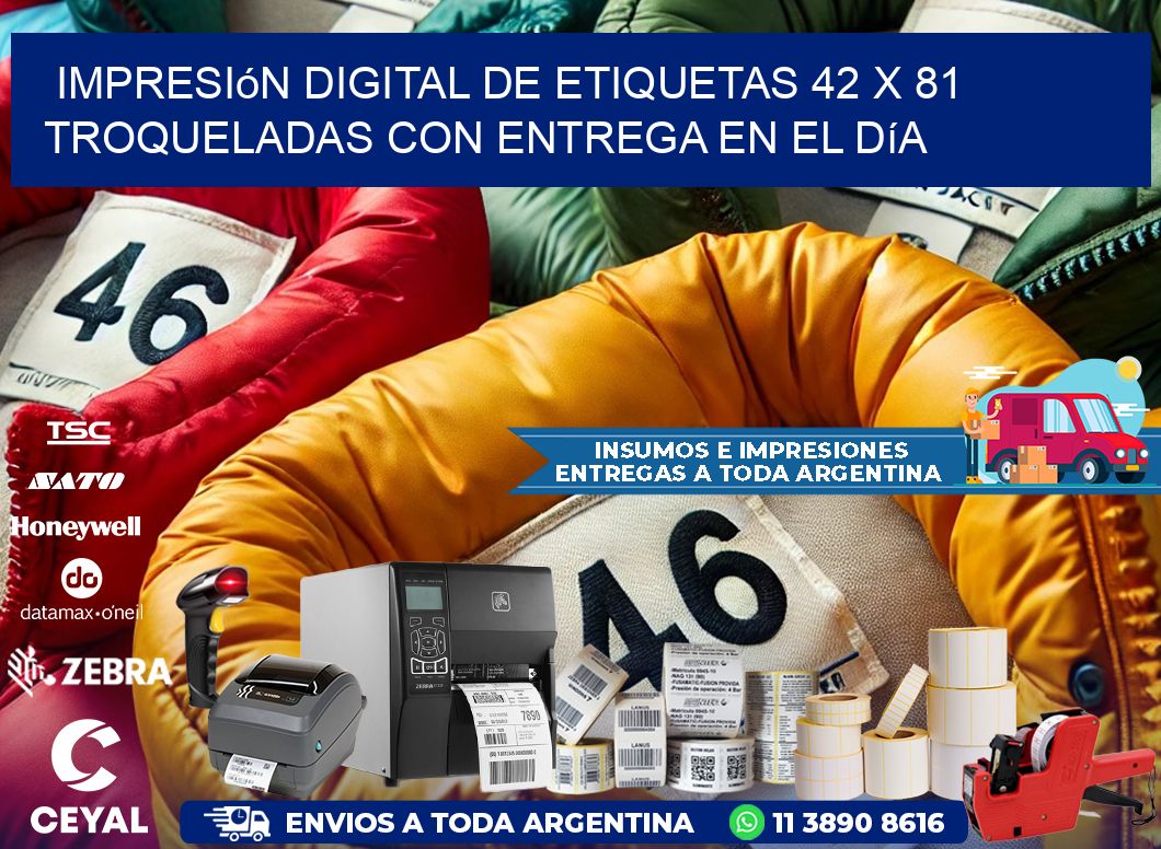 Impresión digital de etiquetas 42 x 81 troqueladas con entrega en el día