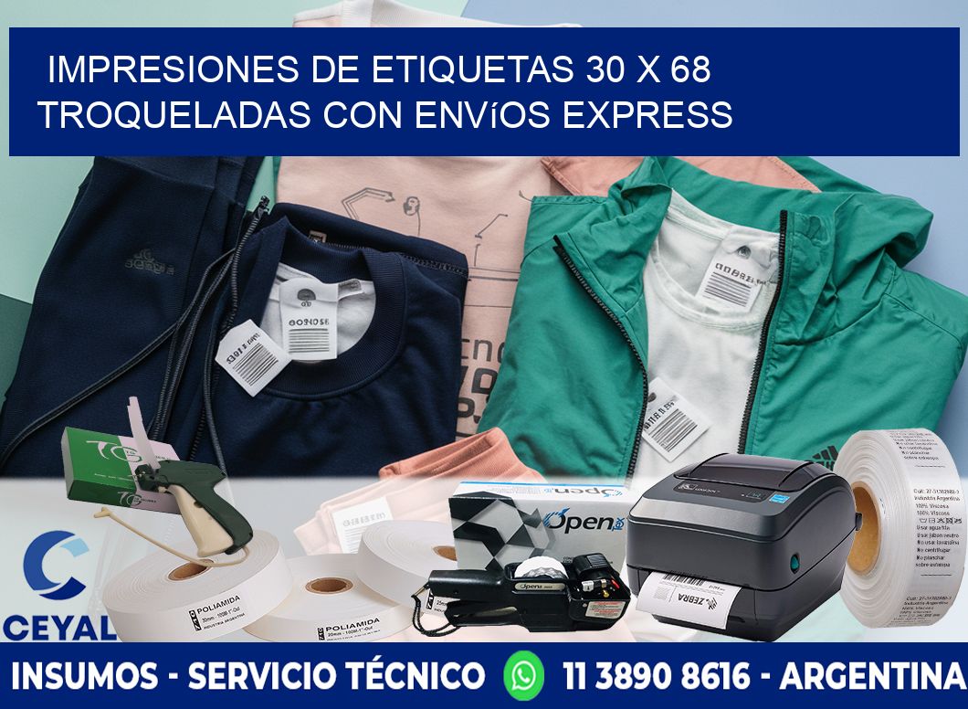 Impresiones de etiquetas 30 x 68 troqueladas con envíos express