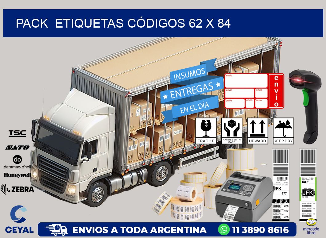 Pack  ETIQUETAS CÓDIGOS 62 x 84