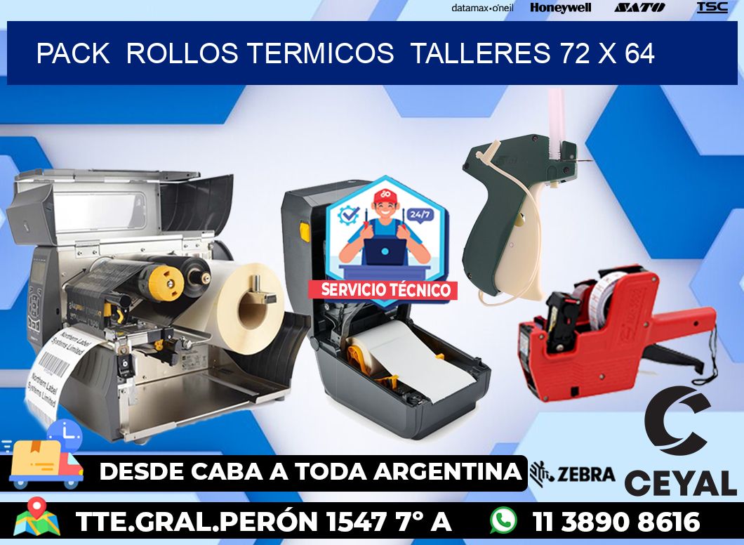 Pack ROLLOS TERMICOS TALLERES 72 x 64