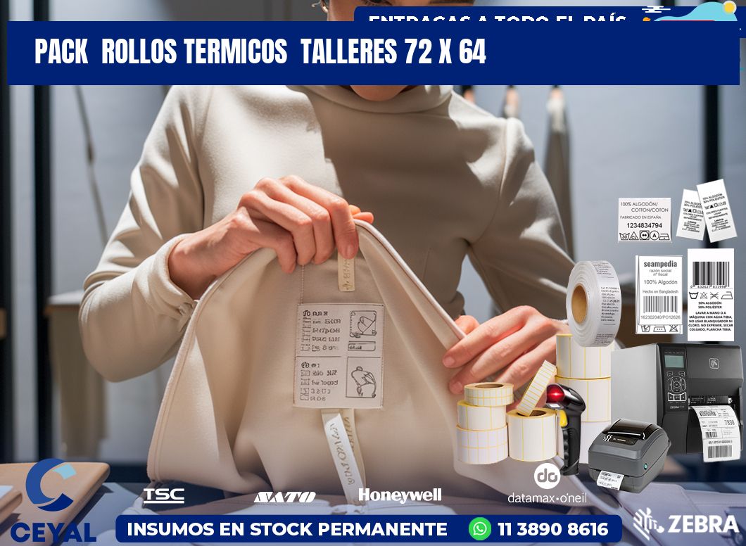 Pack  ROLLOS TERMICOS  TALLERES 72 x 64