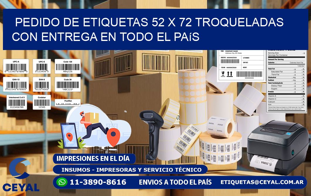 Pedido de etiquetas 52 x 72 troqueladas con entrega en todo el país