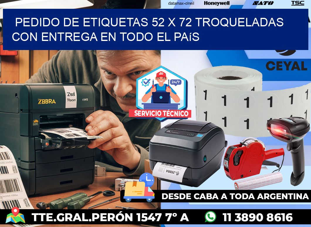 Pedido de etiquetas 52 x 72 troqueladas con entrega en todo el país