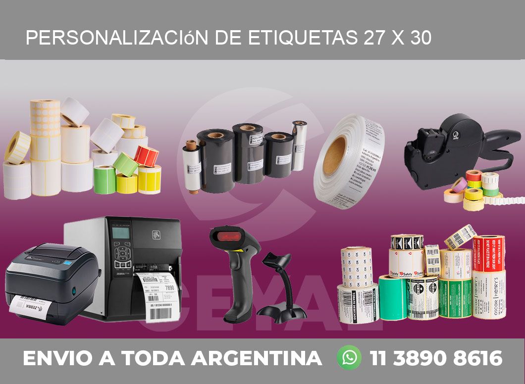 Personalización de etiquetas 27 x 30