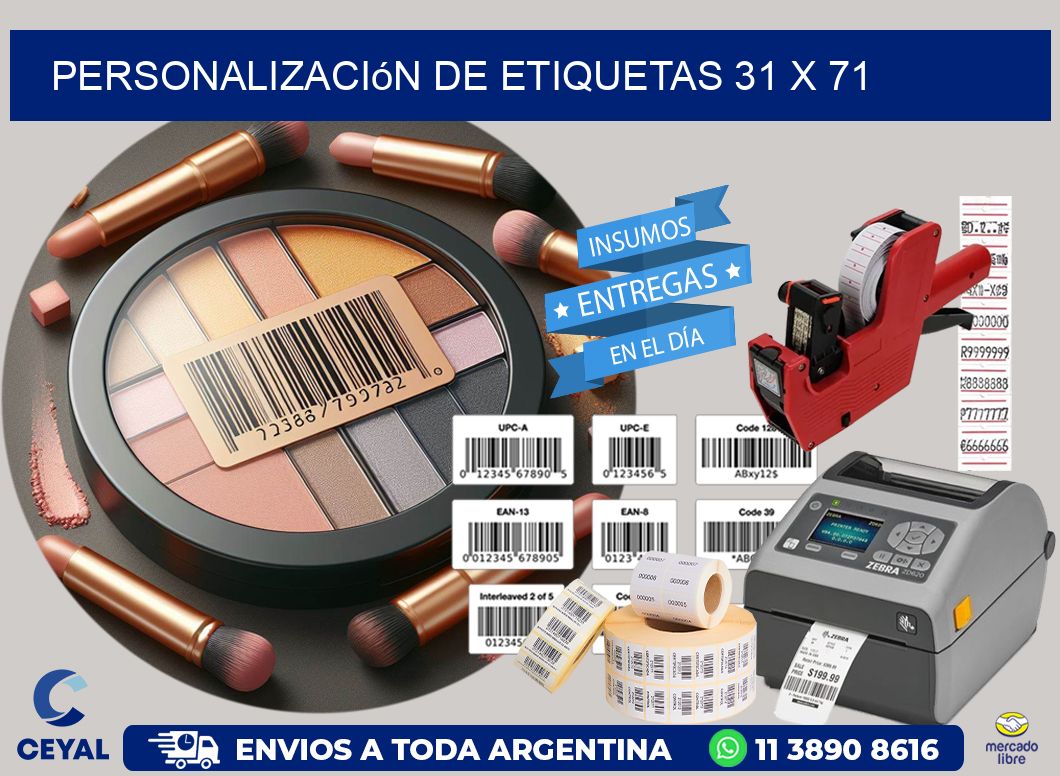 Personalización de etiquetas 31 x 71