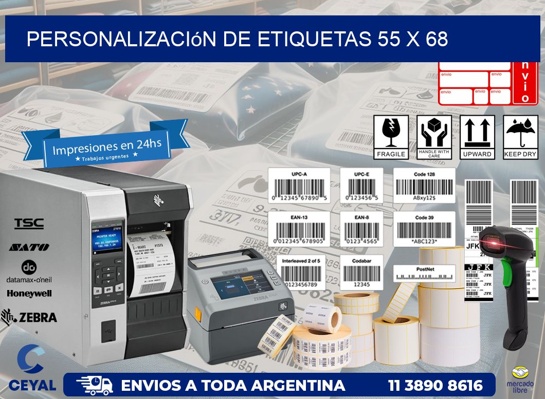Personalización de etiquetas 55 x 68