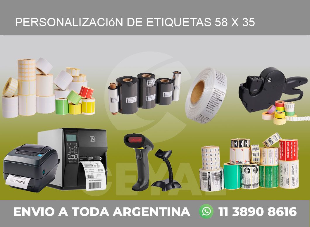 Personalización de etiquetas 58 x 35