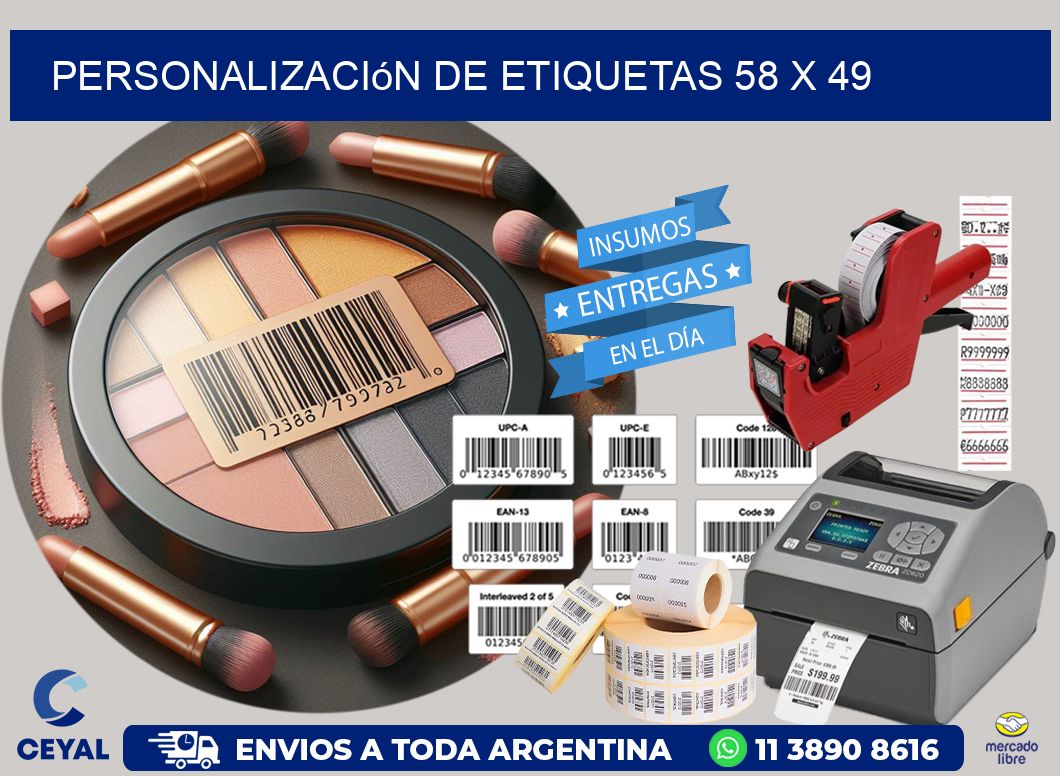 Personalización de etiquetas 58 x 49