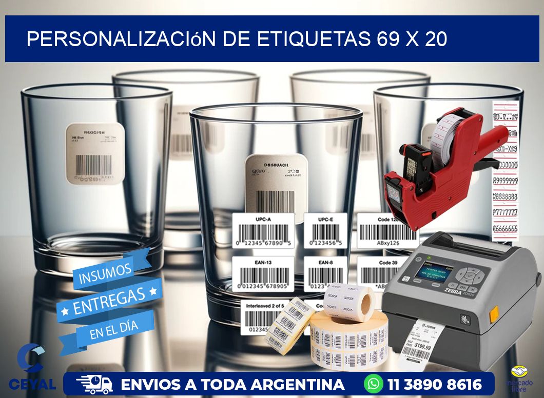 Personalización de etiquetas 69 x 20
