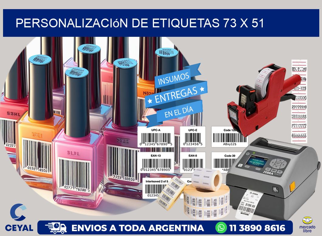 Personalización de etiquetas 73 x 51