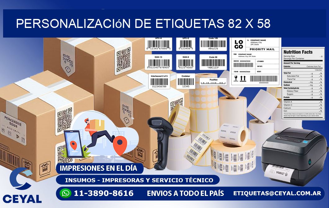 Personalización de etiquetas 82 x 58