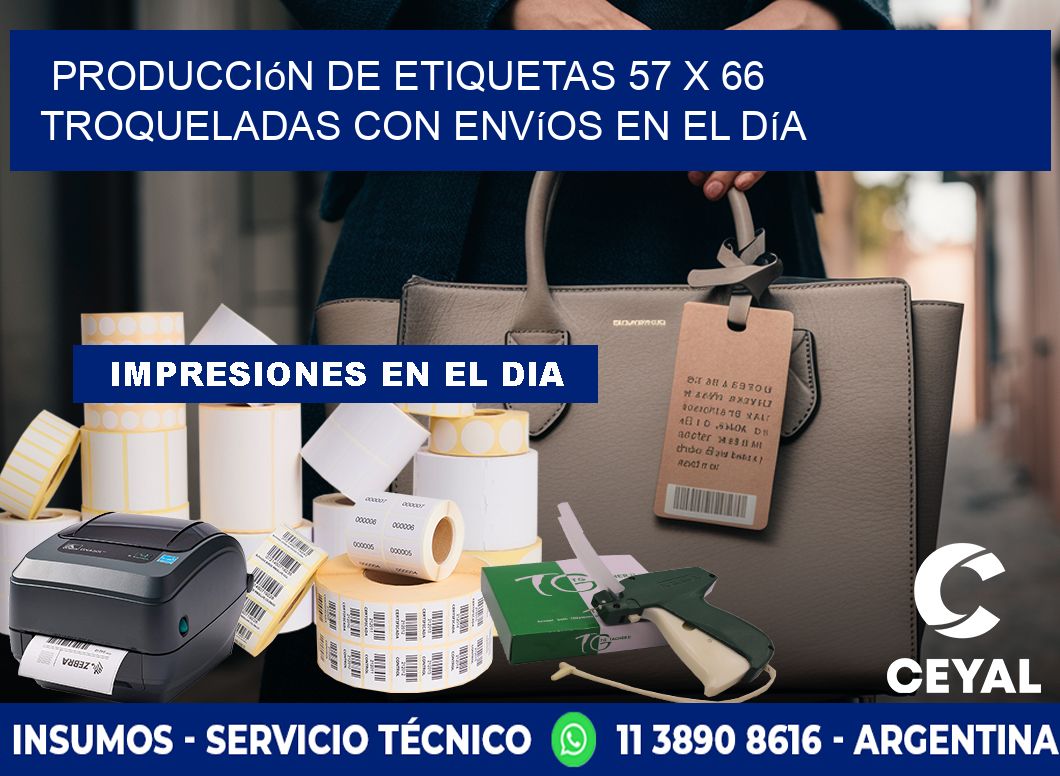 Producción de etiquetas 57 x 66 troqueladas con envíos en el día