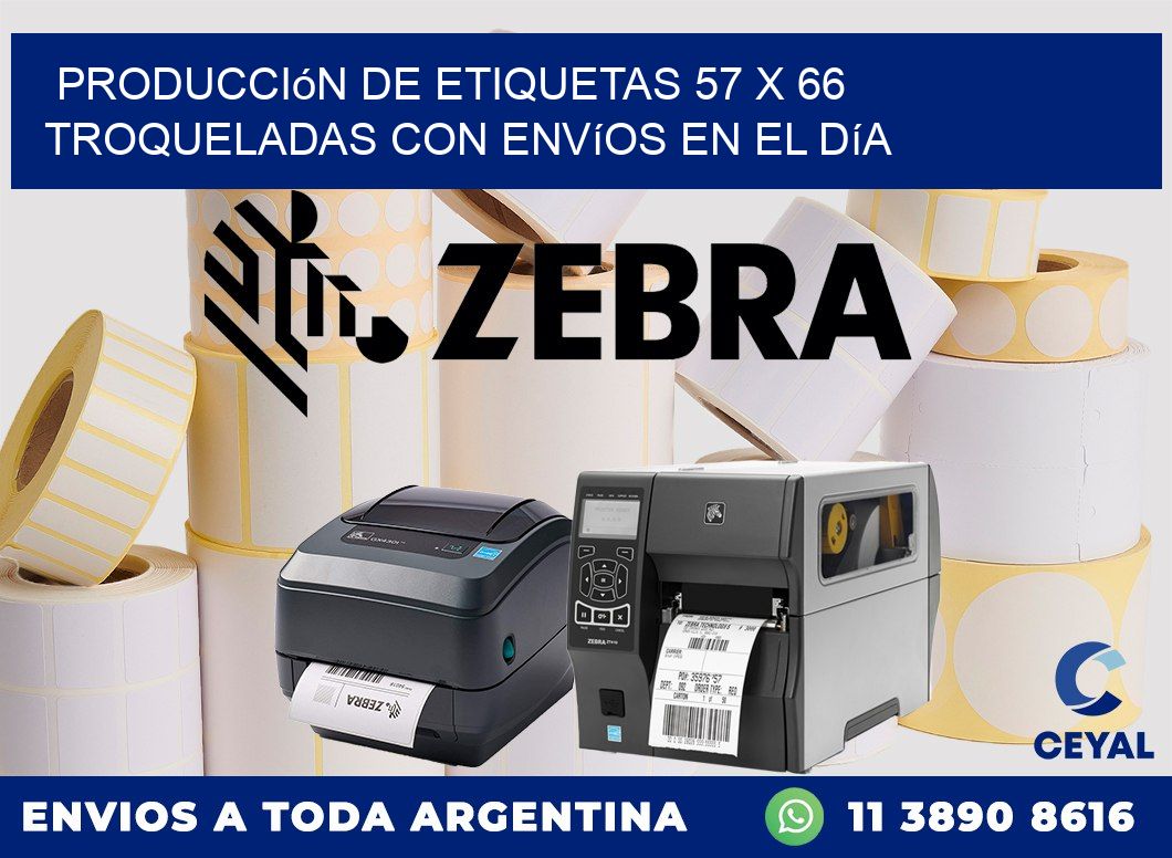 Producción de etiquetas 57 x 66 troqueladas con envíos en el día