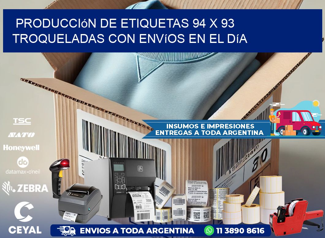 Producción de etiquetas 94 x 93 troqueladas con envíos en el día