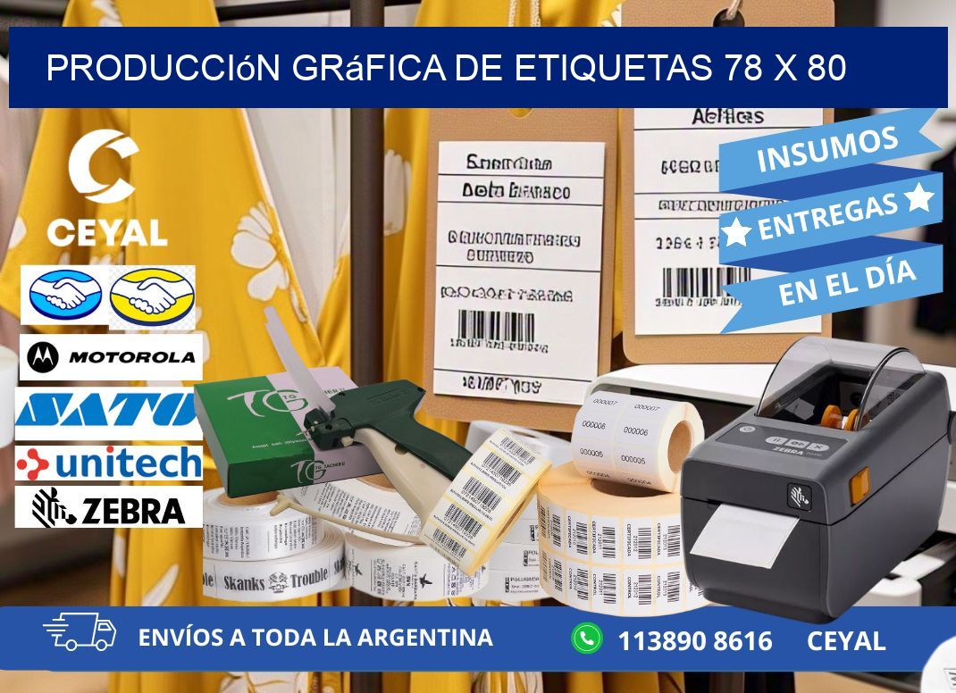 Producción gráfica de etiquetas 78 x 80