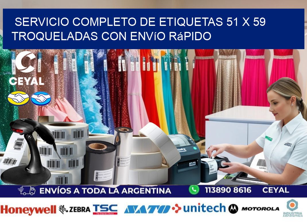 Servicio completo de etiquetas 51 x 59 troqueladas con envío rápido
