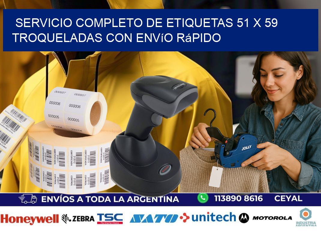 Servicio completo de etiquetas 51 x 59 troqueladas con envío rápido