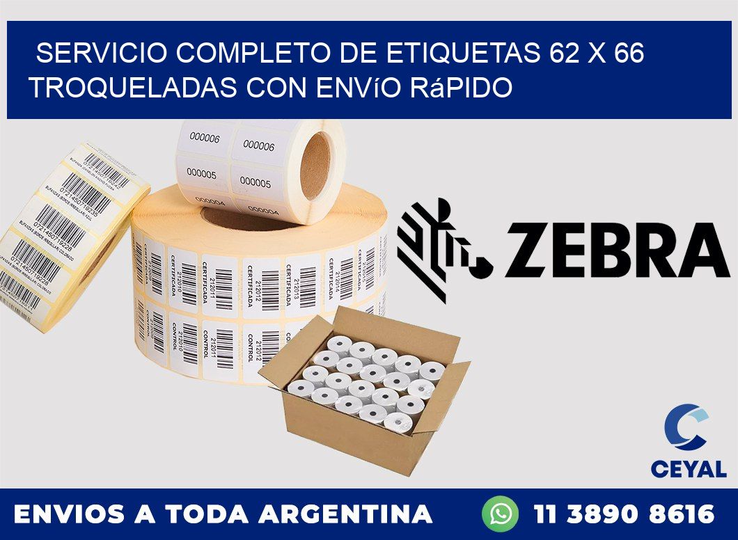 Servicio completo de etiquetas 62 x 66 troqueladas con envío rápido